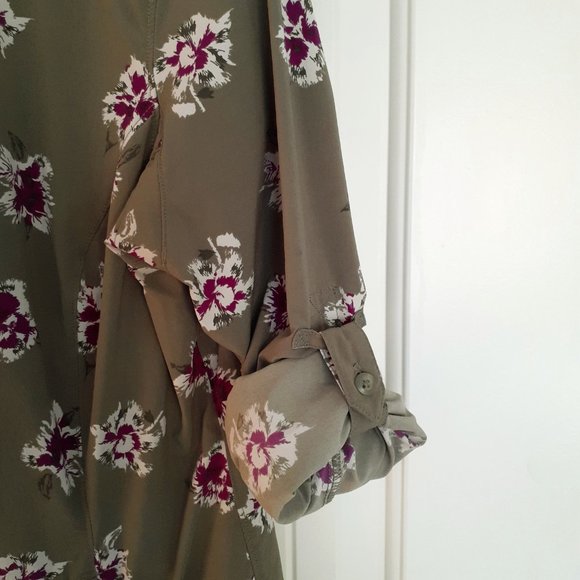 Duluth Trading DuluthFlex Sidewinder Long Sleeve Shirt Green Floral Size Size M - Picture 8 of 13